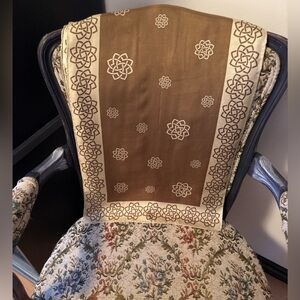 Aga Khan Museum 100% Silk Scarf Islamic Geometric Monogram Brown Long Wrap NWT